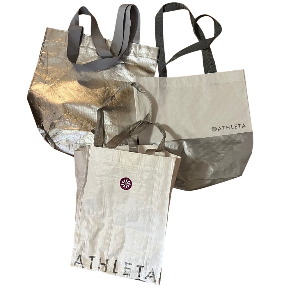 Athleta Reusable Shopping Bags Lot of 3 Medium Size